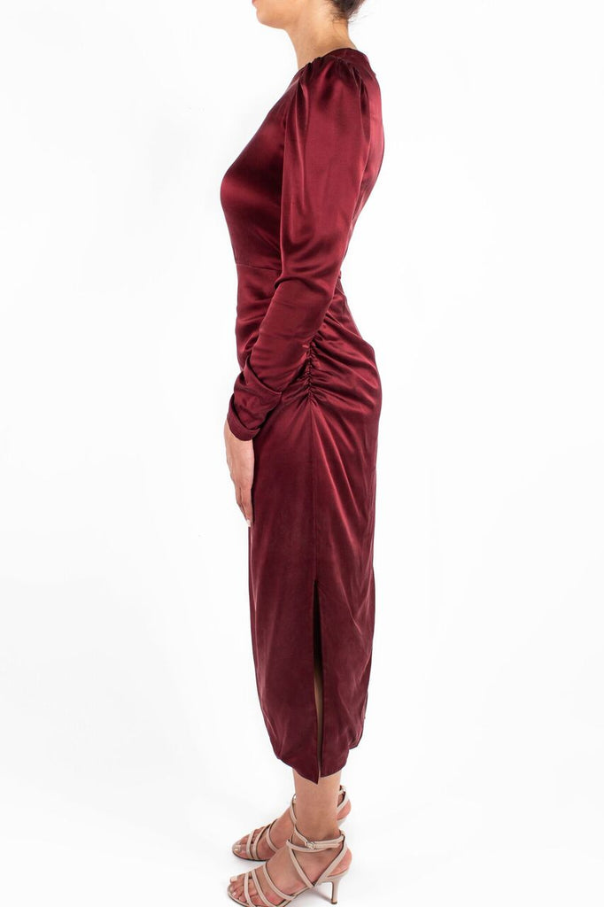Draped Dress Garnet Side