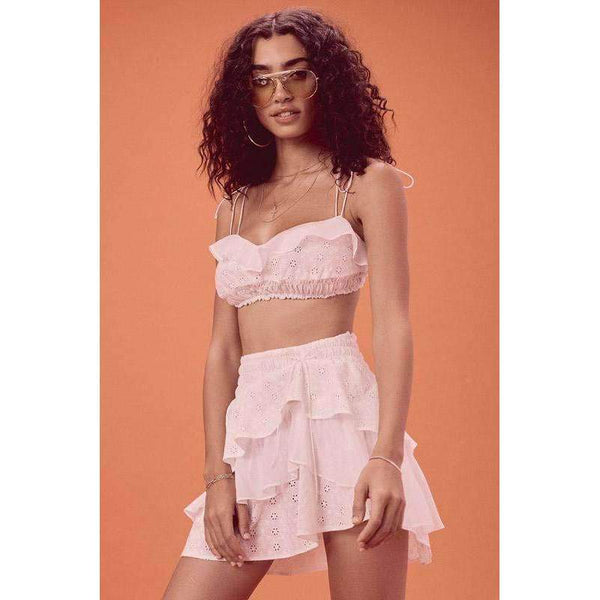 For Love and Lemons Bora Bora Ruffle Crop and Skirt Set for Hire