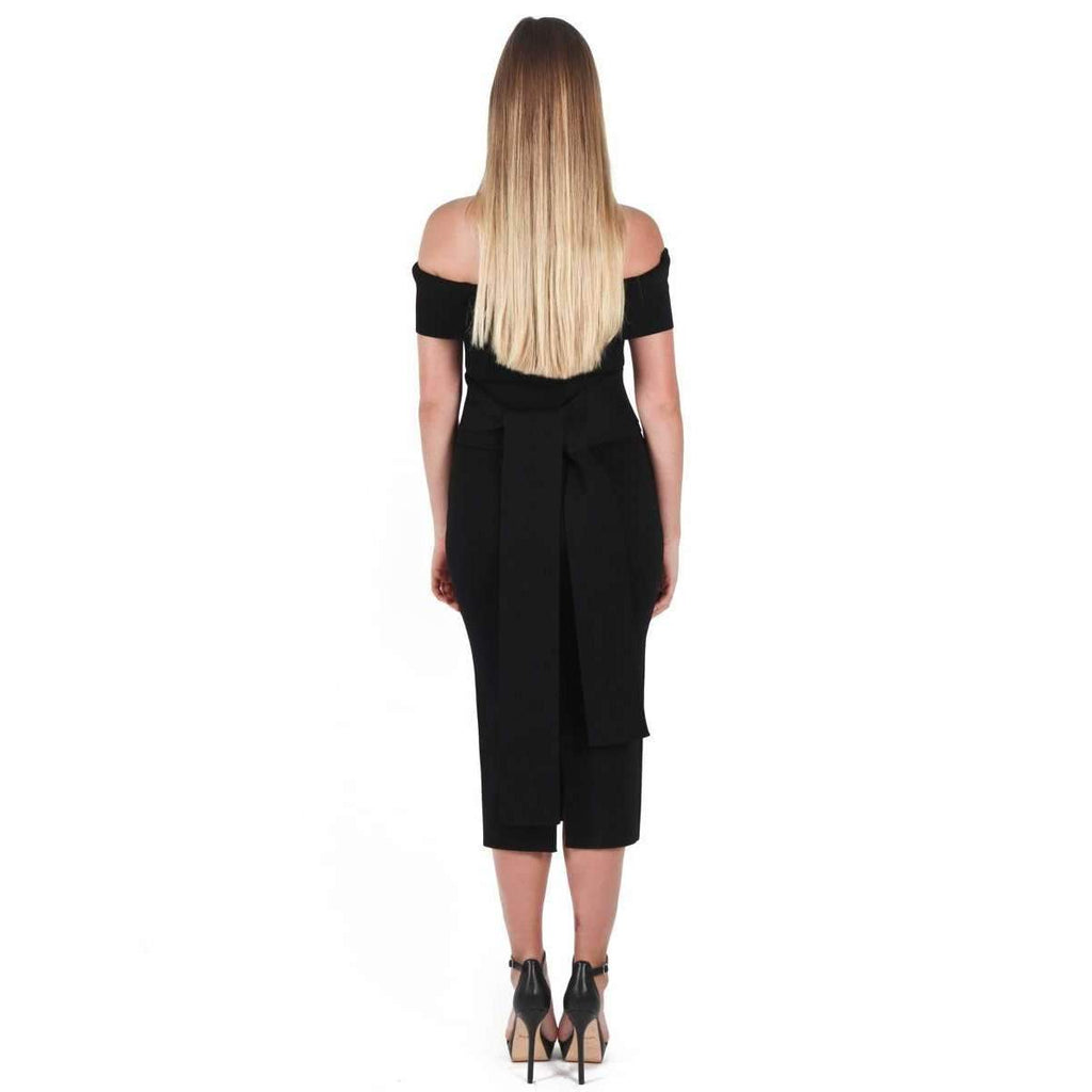 Crepe Knit C/Shld Milano Dress Black