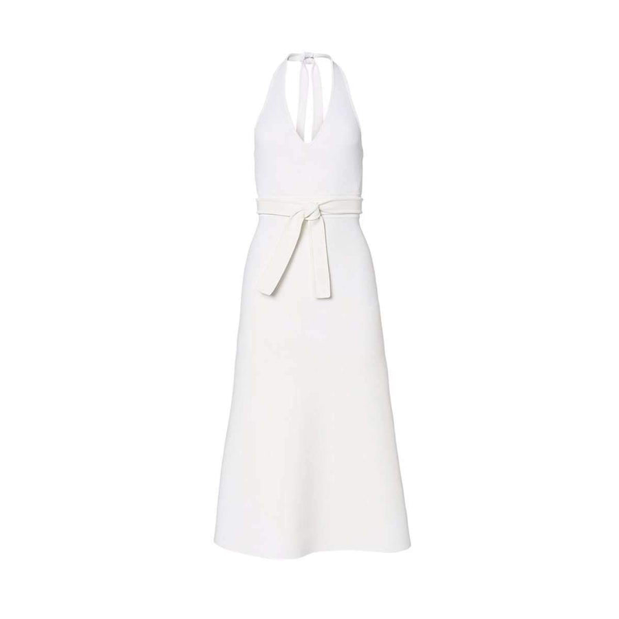 Crepe Knit Halter Dress Cream