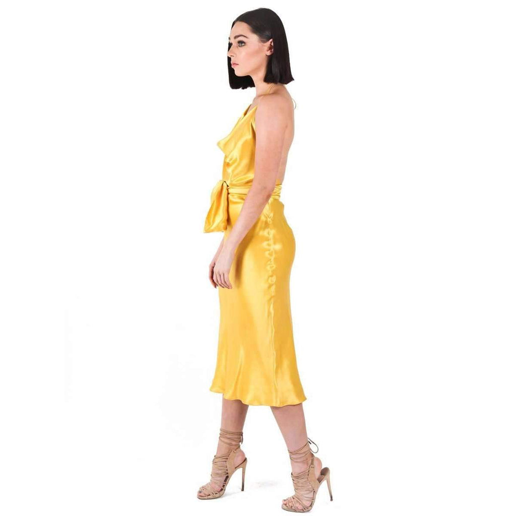 Silk Satin Emily Dress Yellow