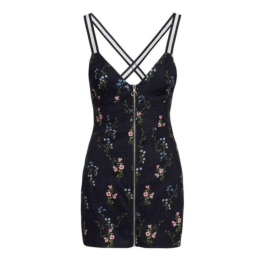 Luz Fitted Dress Black Floral