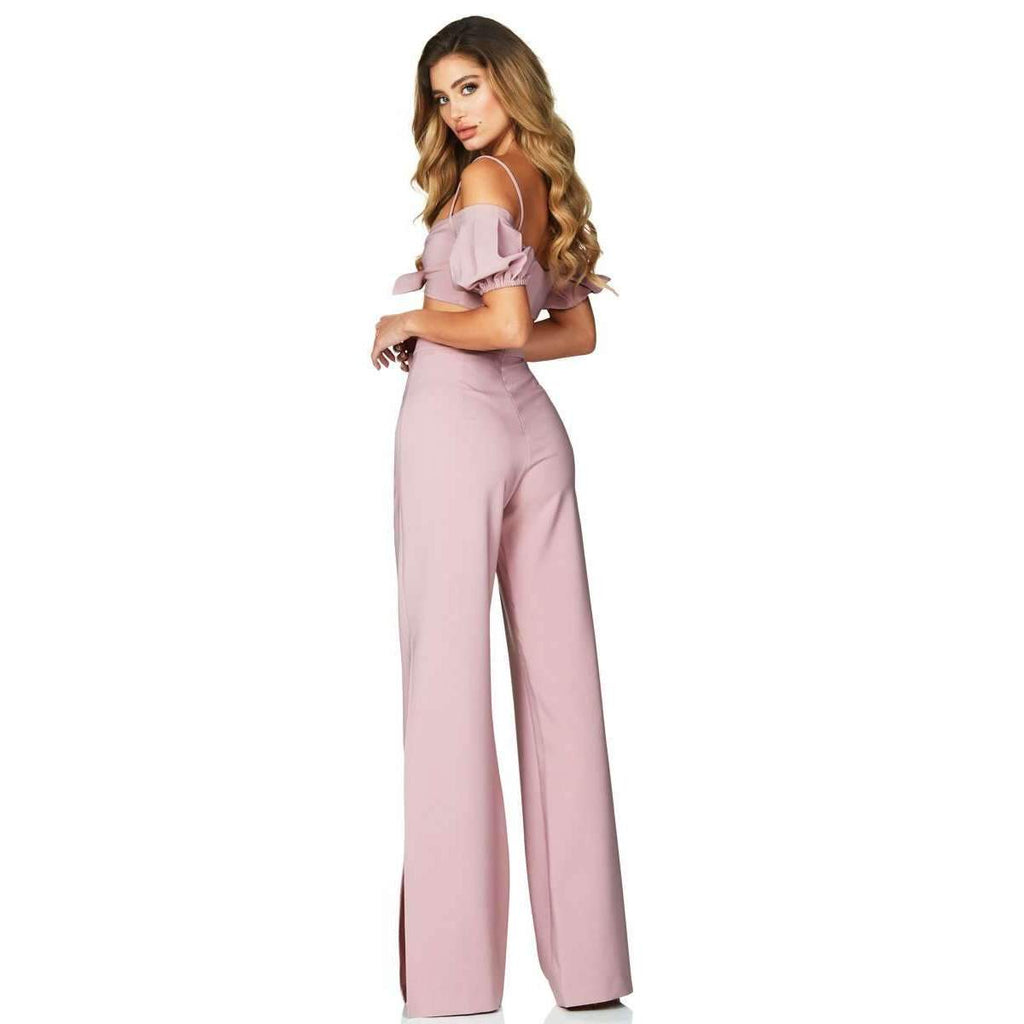 Belle Crop High Waist Pant Set Dusty Pink