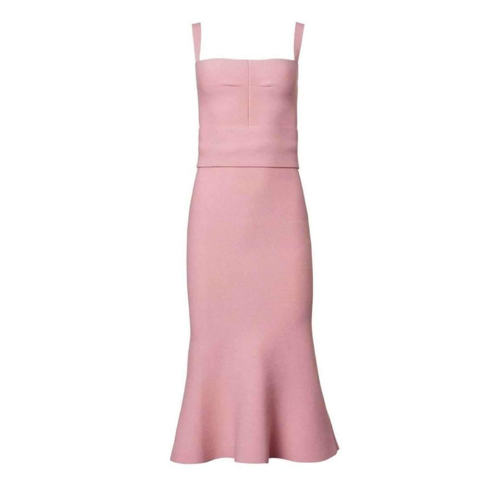 Crepe Knit Bralette Dress Pink