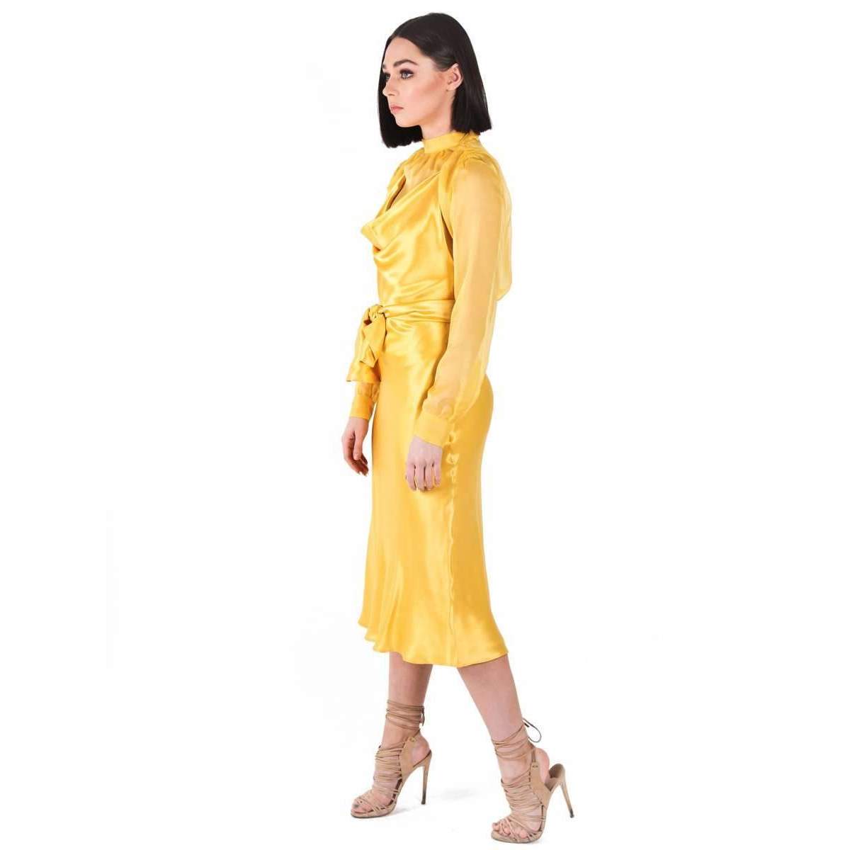 Yeojin Bae Silk Satin Emily Dress Yellow for Hire | VESTRR – Vestrr